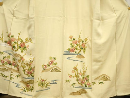 平和屋着物■訪問着 流水枝花文 正絹 逸品 AABF6700br