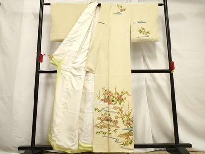 平和屋着物■訪問着 流水枝花文 正絹 逸品 AABF6700br