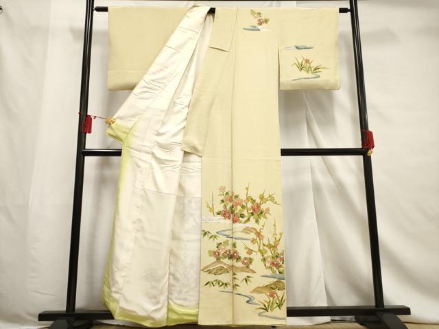 平和屋着物■訪問着 流水枝花文 正絹 逸品 AABF6700br
