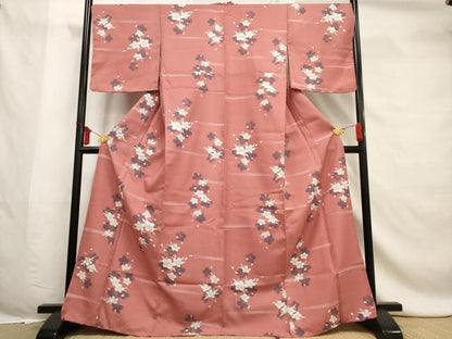 平和屋着物■小紋 舞桜文 洗える着物 AABF6706br