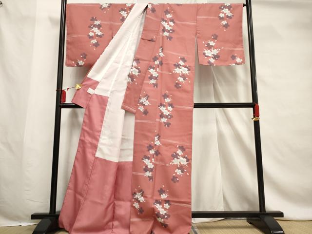 平和屋着物■小紋 舞桜文 洗える着物 AABF6706br