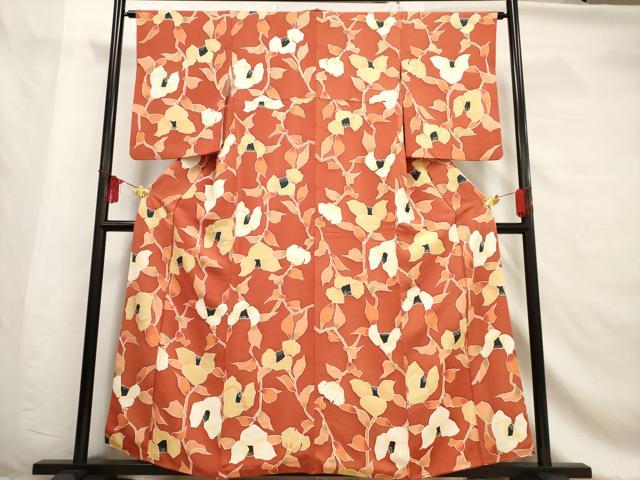 平和屋着物■上質な小紋 枝花文 正絹 逸品 AABF6708br