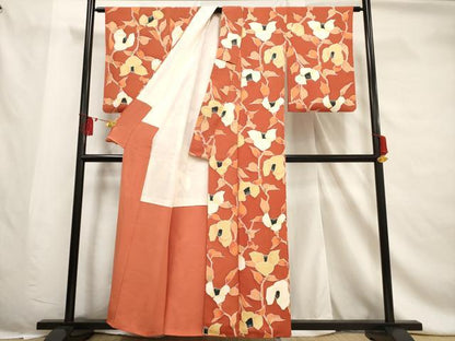 平和屋着物■上質な小紋 枝花文 正絹 逸品 AABF6708br