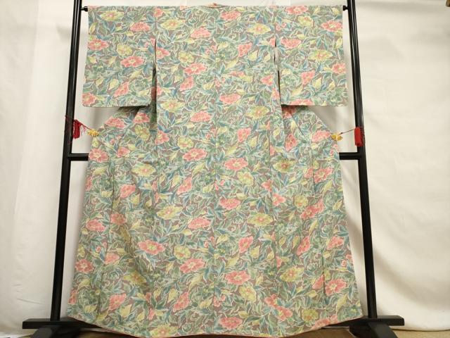 平和屋着物■上質な小紋 草花文 正絹 逸品 AABF6710br
