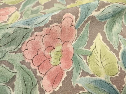 平和屋着物■上質な小紋 草花文 正絹 逸品 AABF6710br