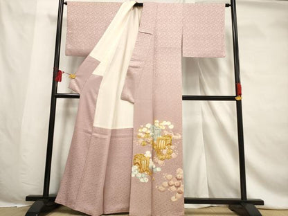 平和屋着物■豪華色留袖　駒刺繍　御所車菊文　金彩　金銀糸　正絹　逸品　AABF6715br