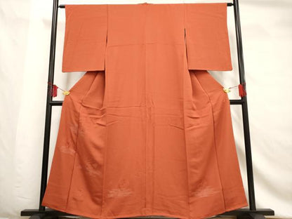 平和屋着物■色留訪問着　寿光織　下り藤　赤紅色　正絹　逸品　AABF6716br