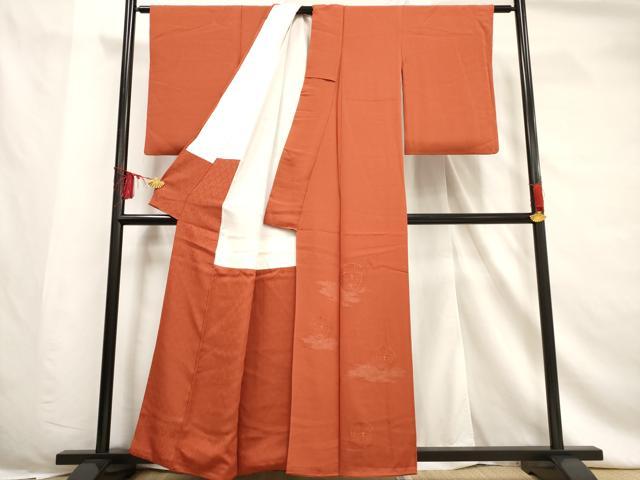 平和屋着物■色留訪問着　寿光織　下り藤　赤紅色　正絹　逸品　AABF6716br