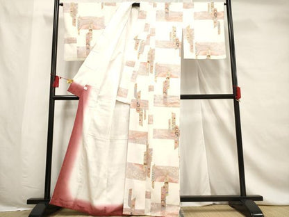 平和屋着物■上質な小紋 短冊吉祥花文 金彩 正絹 逸品 AABF6734br