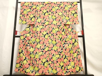 平和屋着物■上質な小紋 枝花文 正絹 逸品 AABF6737br