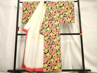 平和屋着物■上質な小紋 枝花文 正絹 逸品 AABF6737br