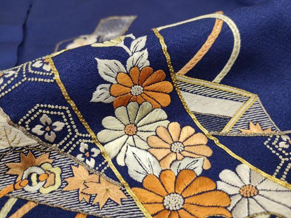 平和屋着物■中国三大刺繍 相良刺繍 訪問着 文箱短冊花文 正絹 逸品 AABF6739br