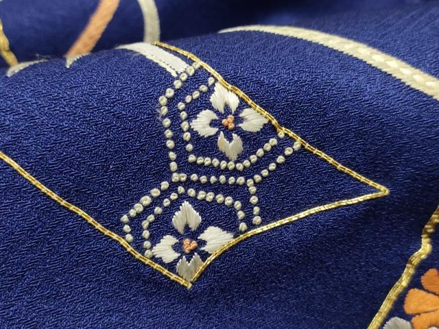 平和屋着物■中国三大刺繍 相良刺繍 訪問着 文箱短冊花文 正絹 逸品 AABF6739br
