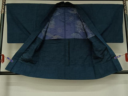 平和屋着物▽男性 紬 単衣 アンサンブル 霞文 正絹 逸品 AABF6761jh