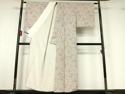 平和屋着物▽上質な小紋 単衣 風景花文 正絹 逸品 AABF6766jh