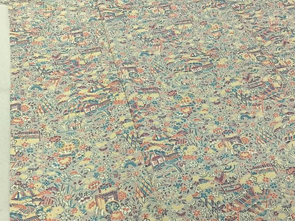 平和屋着物▽上質な小紋 単衣 風景花文 正絹 逸品 AABF6766jh
