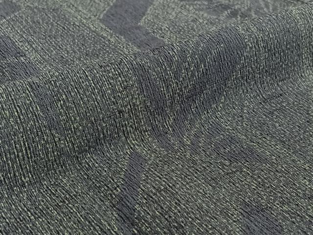 平和屋着物▽上質な紬 単衣 草葉文 三越扱い 正絹 逸品 AABF6767jh
