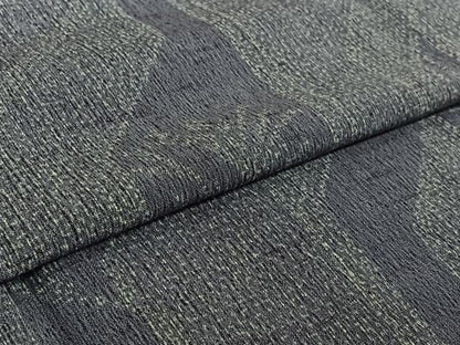 平和屋着物▽上質な紬 単衣 草葉文 三越扱い 正絹 逸品 AABF6767jh