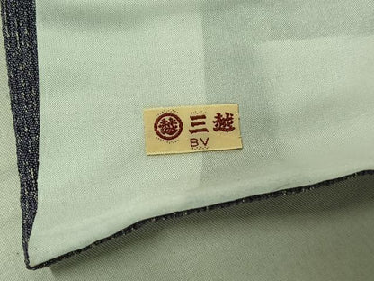 平和屋着物▽上質な紬 単衣 草葉文 三越扱い 正絹 逸品 AABF6767jh