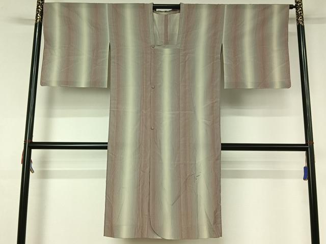 平和屋着物▽道行コート スリーシーズン 春夏秋 塵除け 縞 暈し染め 正絹 逸品 AABF6768jh