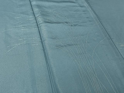 平和屋着物▽訪問着 単衣 草葉文 銀通し地 正絹 逸品 AABF6769jh