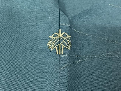 平和屋着物▽訪問着 単衣 草葉文 銀通し地 正絹 逸品 AABF6769jh
