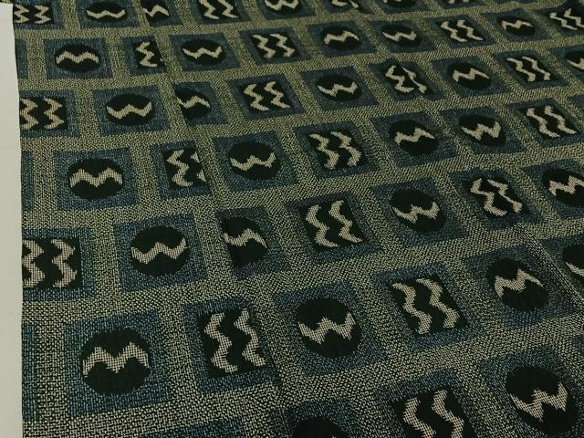 平和屋着物▽本塩沢 単衣 幾何学文様 正絹 逸品 AABF6770jh