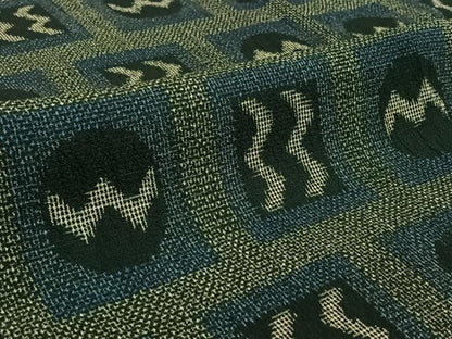 平和屋着物▽本塩沢 単衣 幾何学文様 正絹 逸品 AABF6770jh