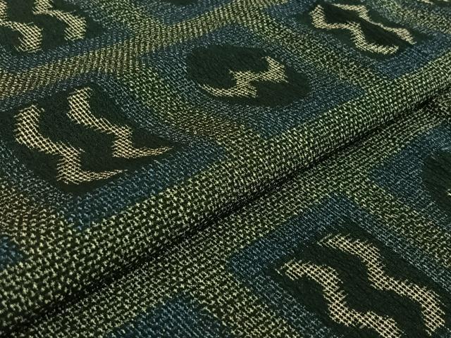 平和屋着物▽本塩沢 単衣 幾何学文様 正絹 逸品 AABF6770jh