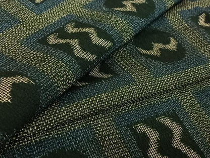 平和屋着物▽本塩沢 単衣 幾何学文様 正絹 逸品 AABF6770jh