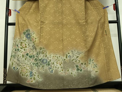 平和屋着物▽内田陽一郎 訪問着 単衣 花鳥文 暈し染め 正絹 逸品 AABF6773jh