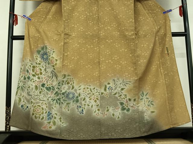 平和屋着物▽内田陽一郎 訪問着 単衣 花鳥文 暈し染め 正絹 逸品 AABF6773jh