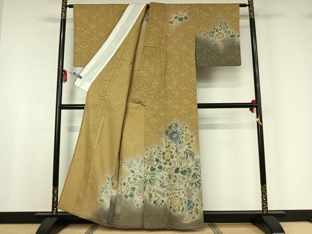 平和屋着物▽内田陽一郎 訪問着 単衣 花鳥文 暈し染め 正絹 逸品 AABF6773jh