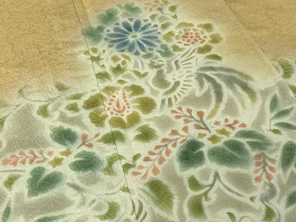 平和屋着物▽内田陽一郎 訪問着 単衣 花鳥文 暈し染め 正絹 逸品 AABF6773jh