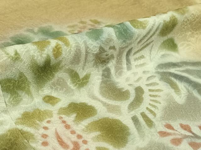 平和屋着物▽内田陽一郎 訪問着 単衣 花鳥文 暈し染め 正絹 逸品 AABF6773jh