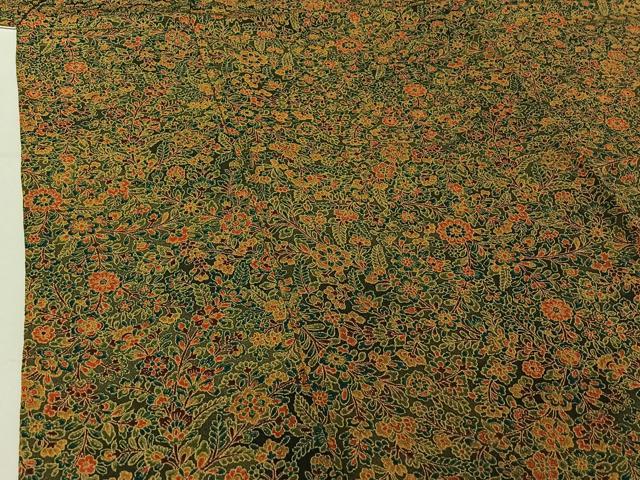 平和屋着物▽上質な小紋 単衣 更紗花文 鬼しぼ縮緬 正絹 逸品 AABF6774jh