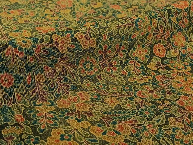 平和屋着物▽上質な小紋 単衣 更紗花文 鬼しぼ縮緬 正絹 逸品 AABF6774jh