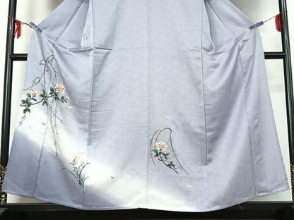 平和屋着物▽訪問着 単衣 流水枝花文 暈し染め 金銀彩 正絹 逸品 AABF6777jh