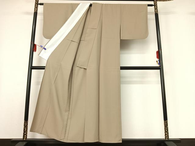 平和屋着物▽色無地 単衣 鶸茶色 洗える着物 AABF6778jh