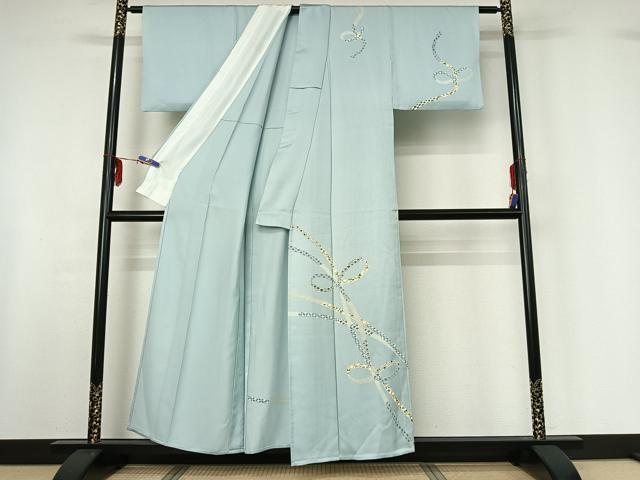平和屋着物▽訪問着 単衣 熨斗花文 正絹 逸品 AABF6779jh