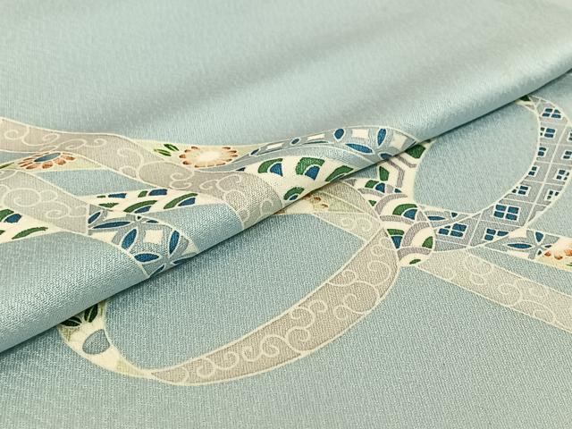 平和屋着物▽訪問着 単衣 熨斗花文 正絹 逸品 AABF6779jh
