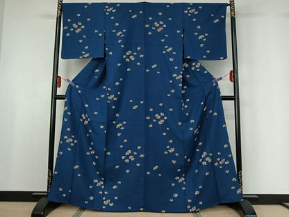 平和屋着物▽上質な小紋　単衣　鴛鴦文　金彩　正絹　逸品　AABF6783jh