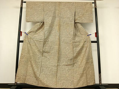 平和屋着物▽本場大島紬　単衣　7マルキ　流水風景文　正絹　逸品　AABF6784jh