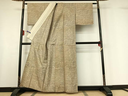 平和屋着物▽本場大島紬　単衣　7マルキ　流水風景文　正絹　逸品　AABF6784jh