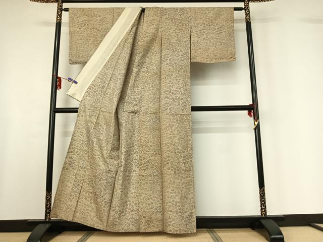 平和屋着物▽本場大島紬　単衣　7マルキ　流水風景文　正絹　逸品　AABF6784jh
