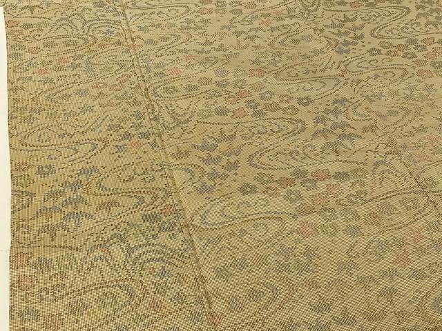 平和屋着物▽本場大島紬　単衣　7マルキ　流水風景文　正絹　逸品　AABF6784jh