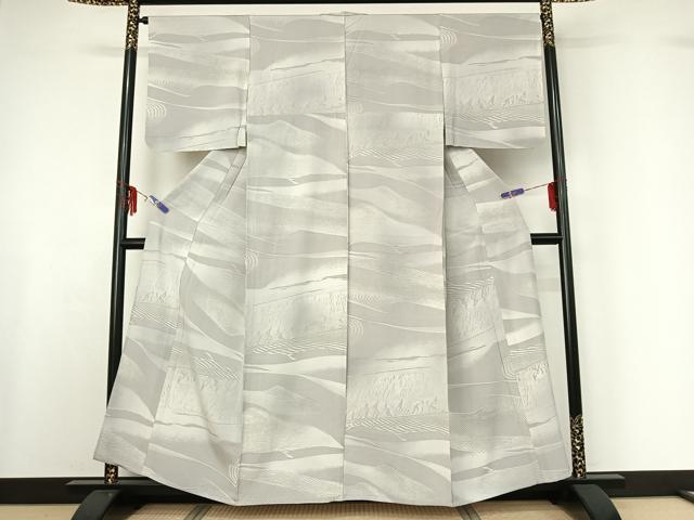 平和屋着物▽上質な小紋 単衣 霞文 三越扱い 正絹 逸品 AABF6786jh