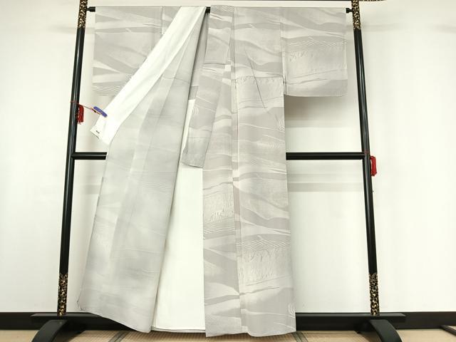 平和屋着物▽上質な小紋 単衣 霞文 三越扱い 正絹 逸品 AABF6786jh