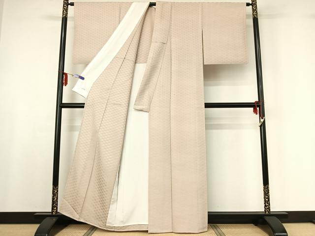 平和屋着物▽上質な小紋 単衣 菱文 正絹 逸品 AABF6787jh
