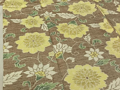 平和屋着物▽上質な紬 単衣 草花文 正絹 逸品 AABF6790jh